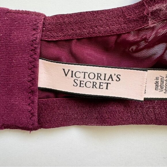 Victoria's Secret Dream Angels Lined Demi Lace Crushed Velvet Purple Sz 36DDD - Picture 3 of 14